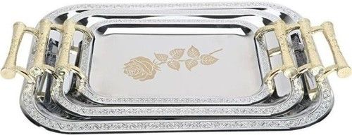 Silver Tray Set Of 3Pcs