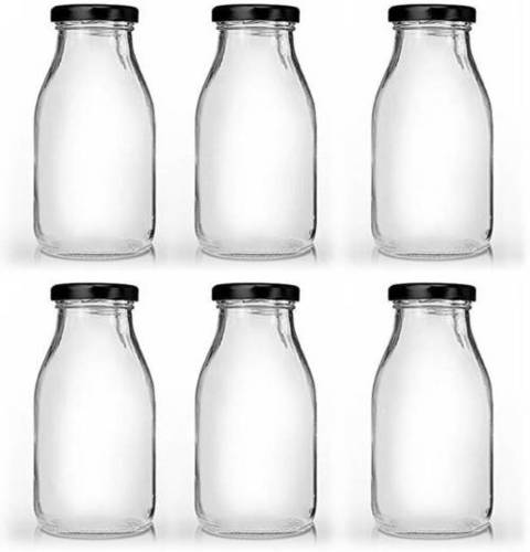 Glass Milk Bottle With Metal Lid