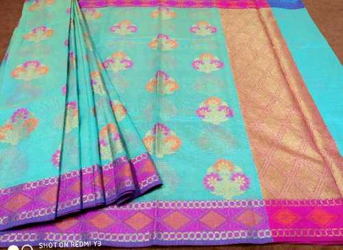 Khadi Handloom Cotton Kota Saree With Rich Pallu