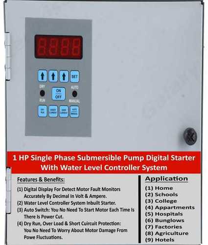 Metal 1 Hp Single Phase Submersible Pump Digital Starter With Water Level Controller