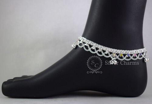 Perfect Shape Frills Silver Anklets