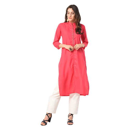 Diamond Shape Button Cotton Kurti Bust Size: 36 Inch (In)