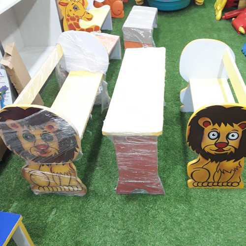 White School Kids Wooden Bench