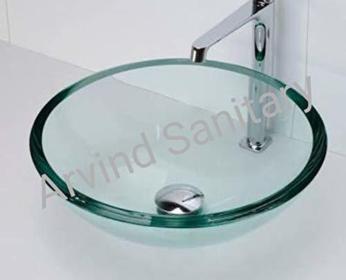 Transparent Clear Glass Round Designer Glass Wash Basin, Vessel