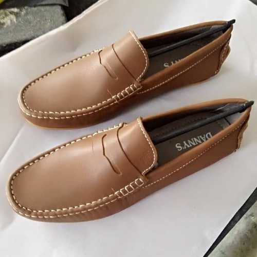 Tan Brown Leather Driving Loafer Shoes