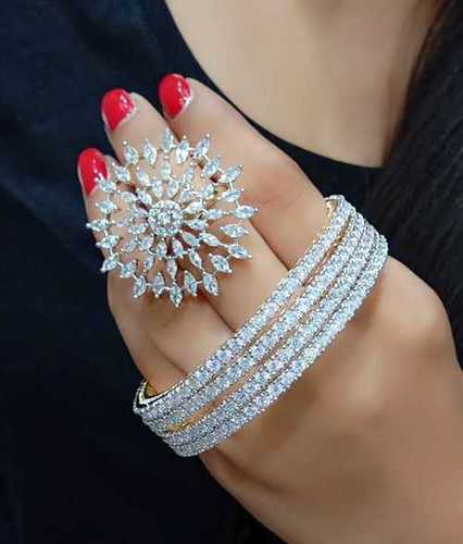 American Diamond Bangle And Rings 