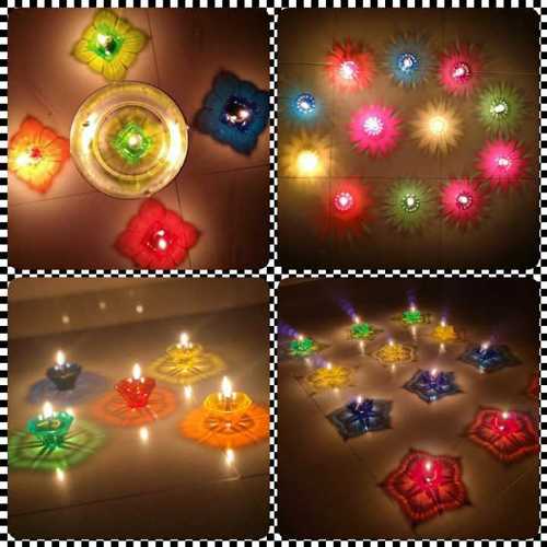 Multicolor Reflection Floating 3D Diya