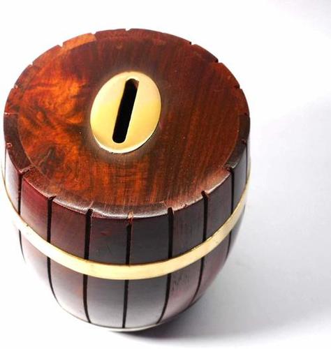 Wood Handmade Barrel Shape Wooden Money Bank