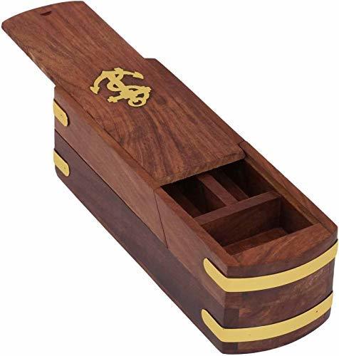 Brown Holy Ratna Designer Anchor Art Wood Pencil Box