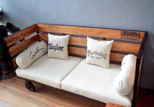 Brown Pure Wooden Rustic Sofa