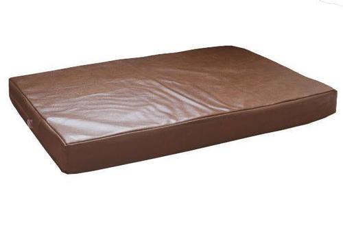 Leather Dog Bed - Soft Faux Leather Upholstery, Elevated Design in Caramel Color for Ultimate Comfort