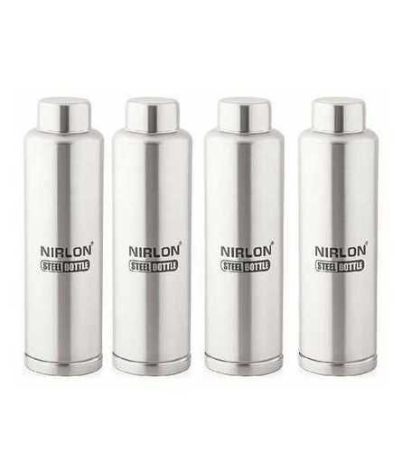 Silver Plain Round Steel Water Bottle