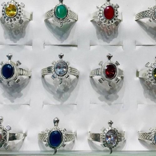 Silver Gemstone Tortoise Rings For Male And Female