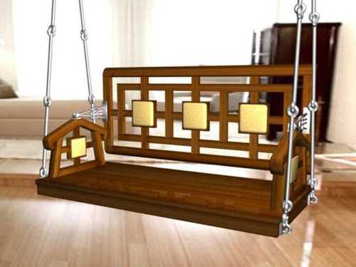 Crafted Carved Solid Wooden Swing