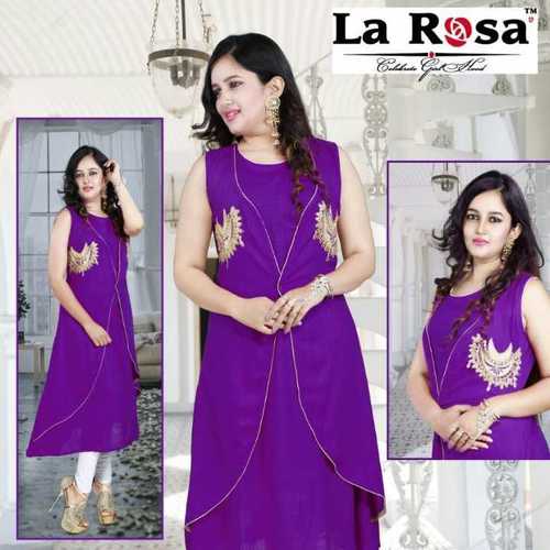 Purple Ladies Jacket Embroidery Kurti