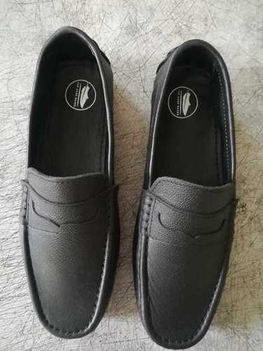 Black Mens Leather Loafer Shoe