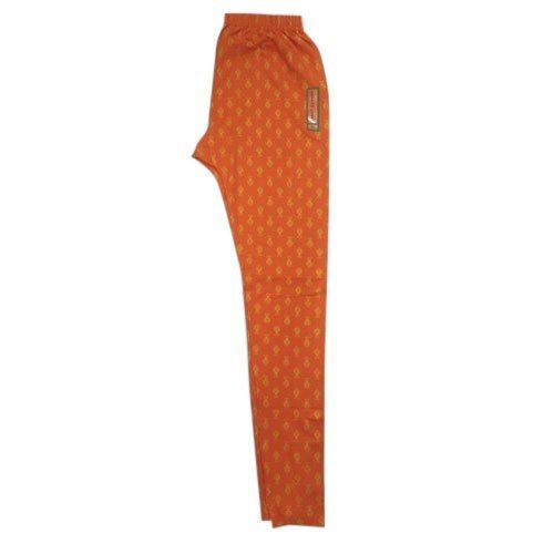 Orange Cotton Women Printed Legging Size: Medium