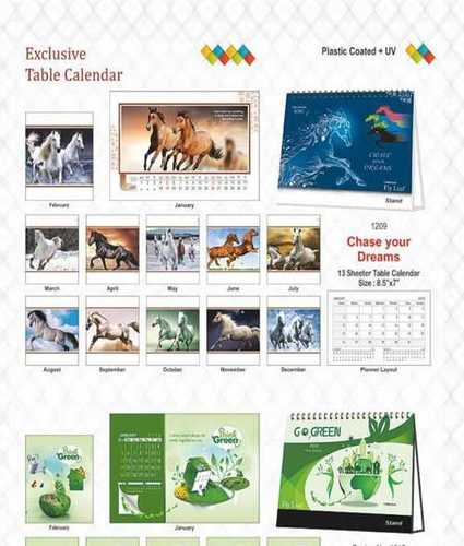 Table Desk Paper Calendar  Spiral Binding