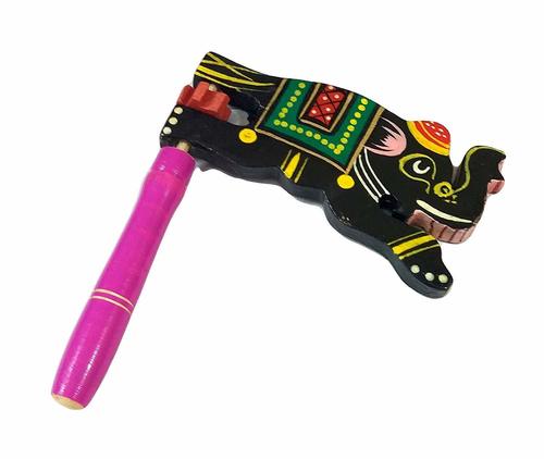 Handicraft Wooden Elephant Rotating Rattle Toy for Kids