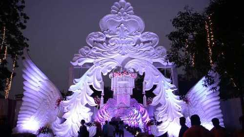 Fiber White Theme Wedding Mandap Gate