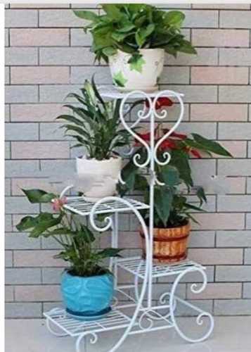 White Flower Metal Pot Stand 