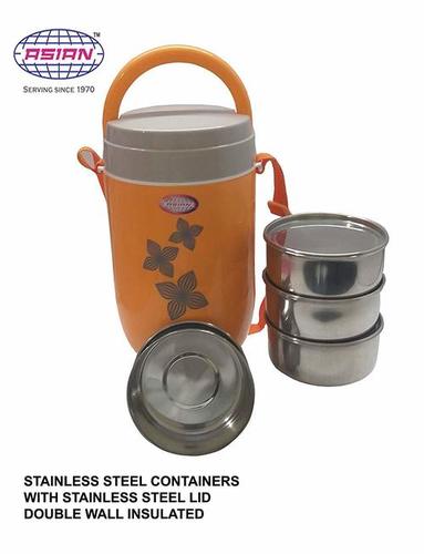 Orange Asian Stainless Steel Smart 4 Tiffin Box/Lunch Box/Tiffin Carrier/Office Lunch Box (Orange)