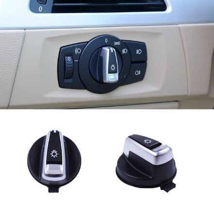 Black Headlight Lamp Switch Knob Button Cap