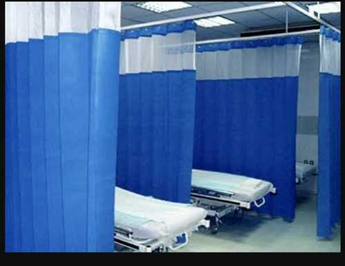 Blue Plain Pvc Hospital Curtains 