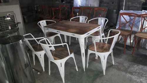 White Cafe Table With Chair