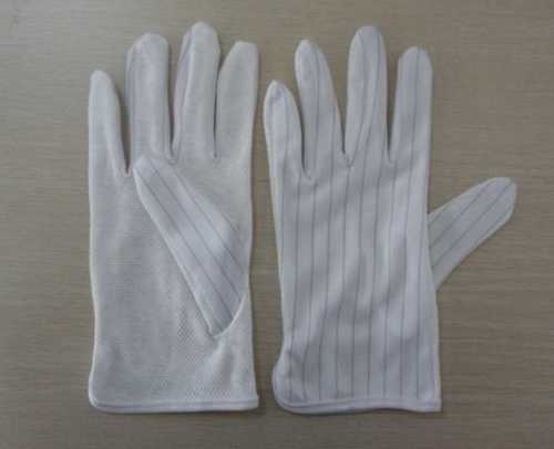 Nylon White Esd Dotted Gloves