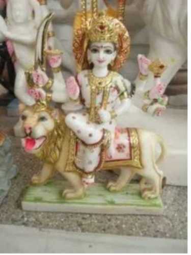 Easy To Clean White Marble Durga Statue