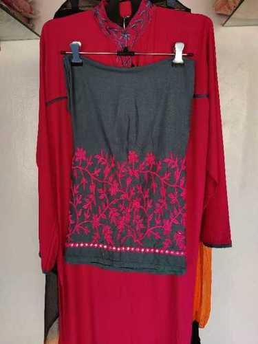 Red Designer Rayon Plazzo Suits