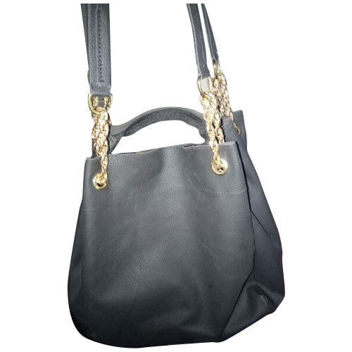 Black Synthetic Leather Ladies Shoulder Bag