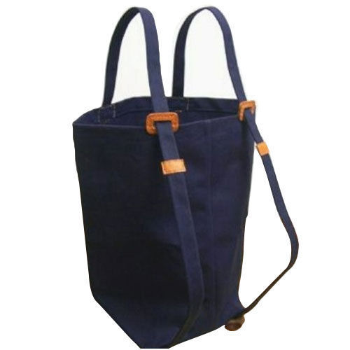 Navy Blue Plain Handled Bucket Bag