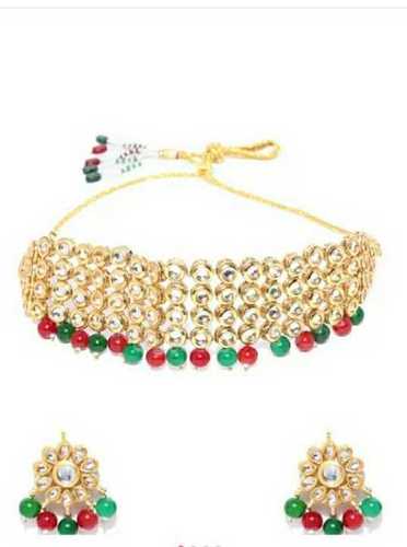 Handmade Gold Plated Kundan Meena Choker Set