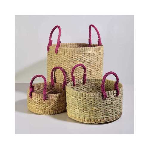 Organic Material Kauna Grass Round Storage Basket