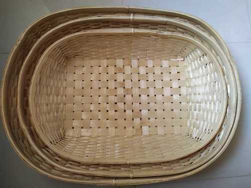Set Of Three Bamboo Oval Tray