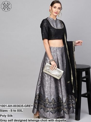 Beautiful Grey Color Net Lehenga, Dupatta with Net Embroidered Blouse –  Sulbha Fashions