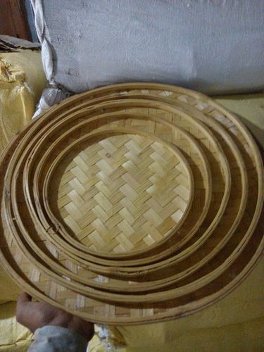 Brown Natural Bamboo Round Tray