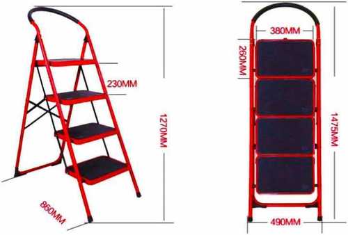 5 And 4 Steps Steel Foldable Ladder Size: Vary