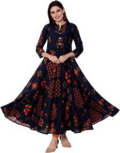 Black Red Ladies Long Length Frock Kurties 