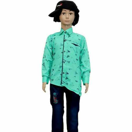 Cotton Shirt Denim Pent Set For Kids