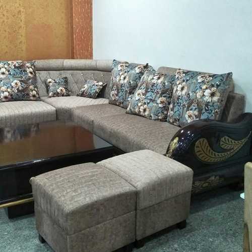 Designer Printed L Shape Sofa Set