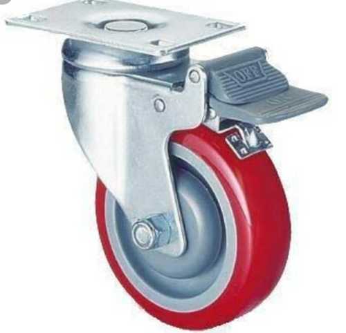 Zinc Plating Red Adjustable Caster Wheel