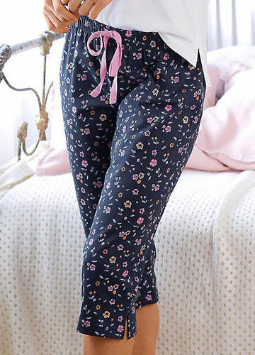 Cotton Printed Night Pants For Women Lowers With Pockets (Navy Blue) –  Cupid Clothings