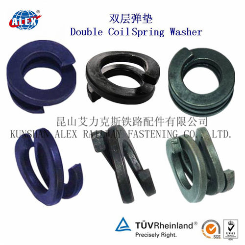 Double Coil Spring Washer - Spring Steel 65Mn, 60Si2Mn | Phosphate, Black Oxide, HDG Finish, Custom Shape, OEM Services