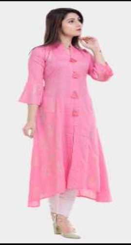 Pink Ladies Fancy Full Sleeves Kurti