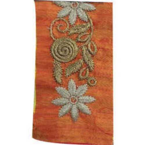 Orange Cotton Embroidered Neck Lace