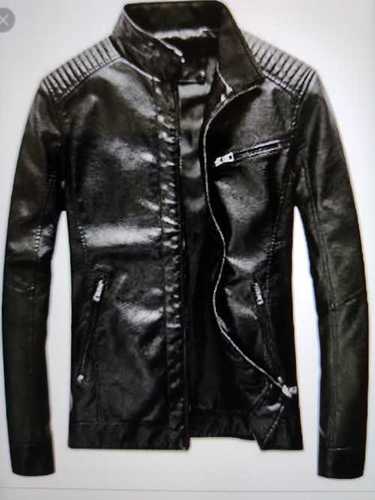 Black colour cheap leather jacket