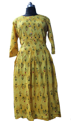 Multicolor Yellow Printed Ladies Kurti